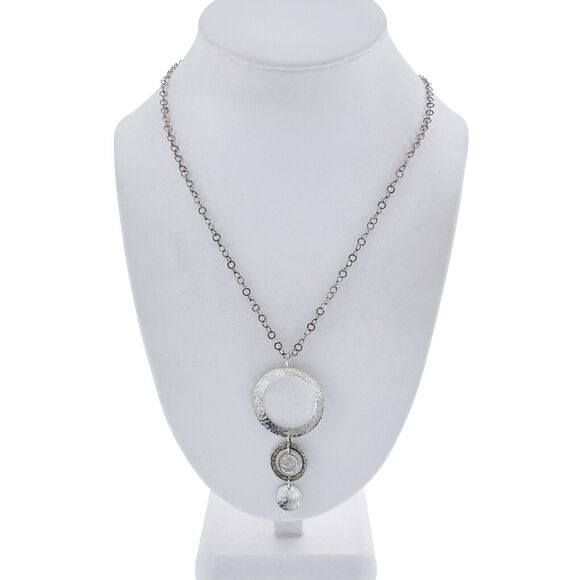 Vintage Israel Silpada Sterling Silver 925 Triple Disc Pendant Necklace 18.5" - Picture 1 of 5